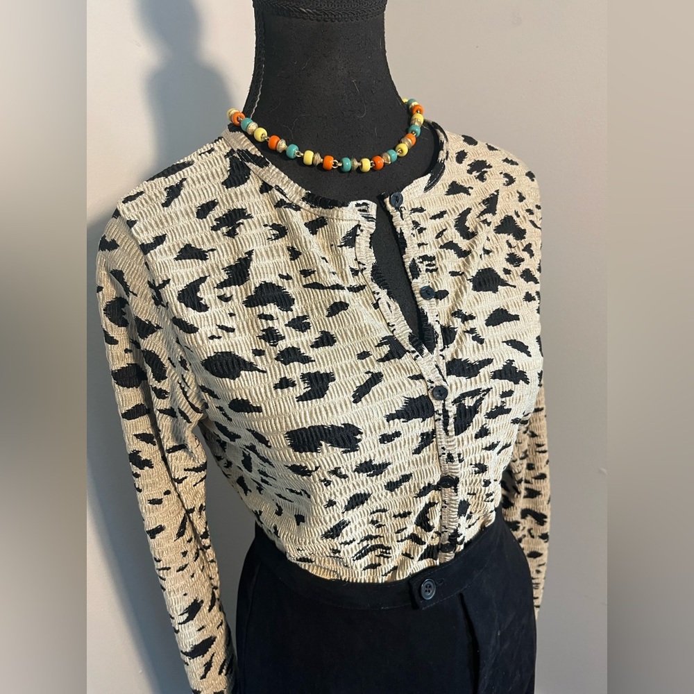 Pleat Pleat by Rafael Vintage Cheetah Print Blouse